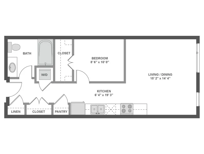 A2 floor plan, 1 Bedroom, 1 Bathroom at AMLI South Lake Union apartments