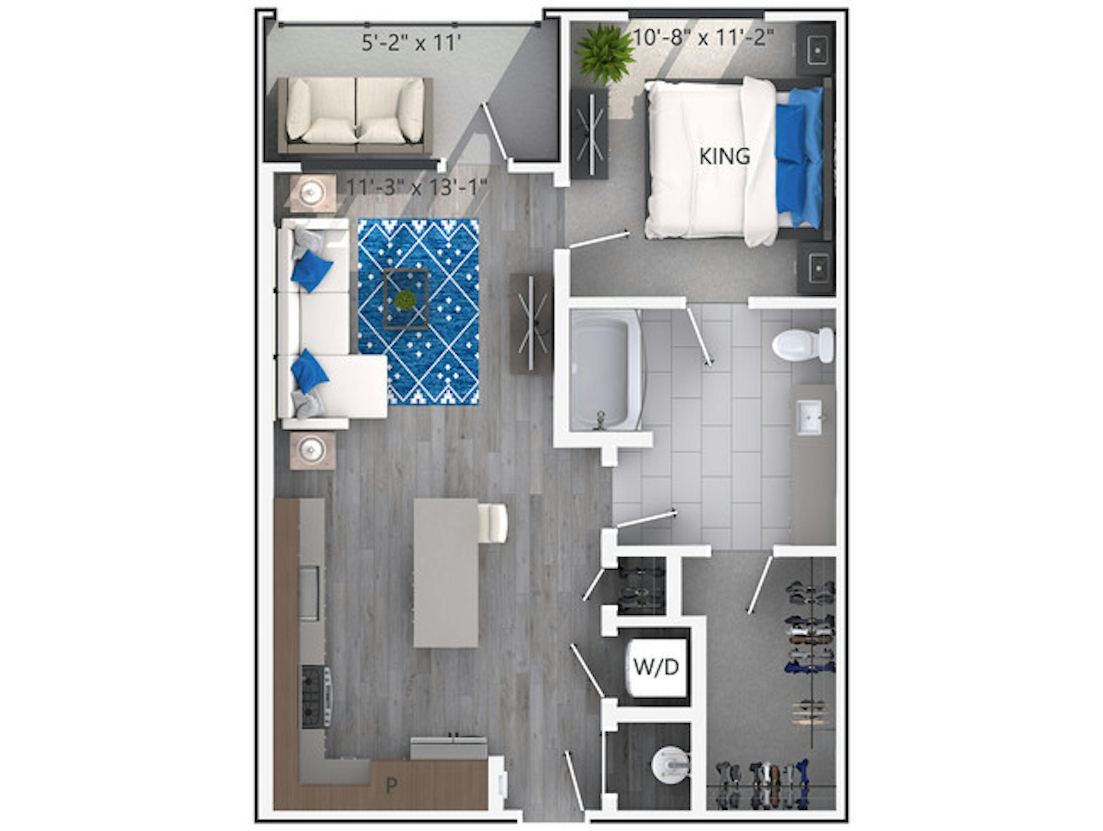 A3a floor plan, 1 Bedroom, 1 Bathroom, Flats at AMLI Lenox apartments
