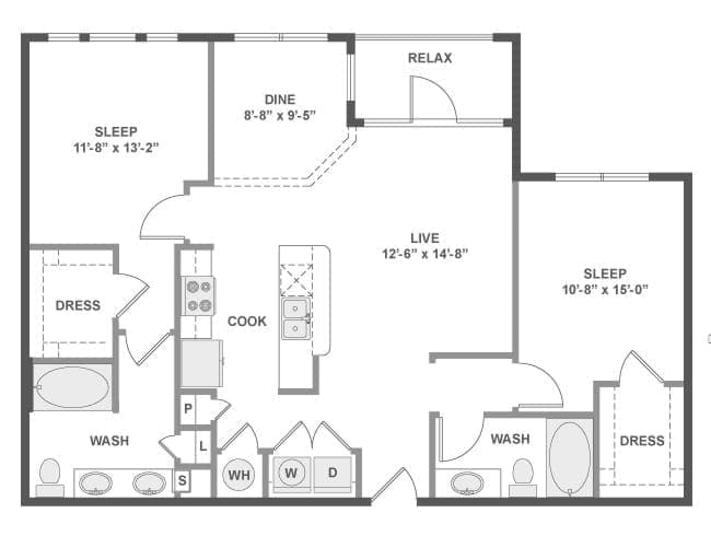 C5a floor plan, 2 Bedroom, 2 Bathroom at AMLI Frisco Crossing apartments