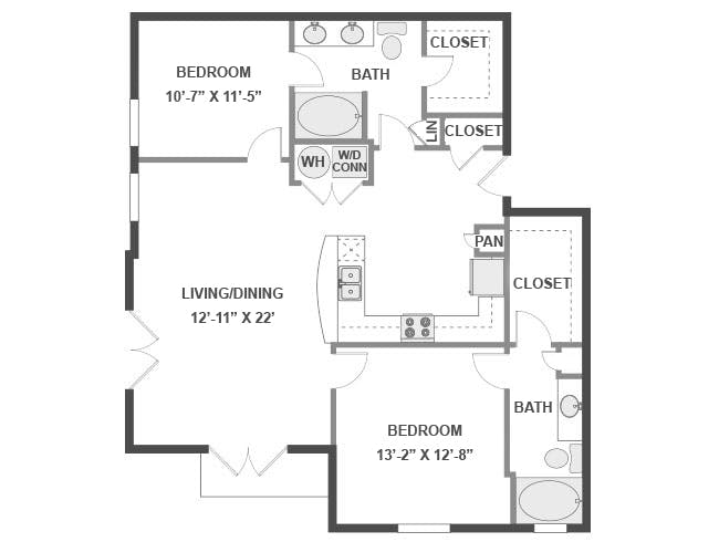 C5 floor plan, 2 Bedroom, 2 Bathroom at AMLI 300 apartments