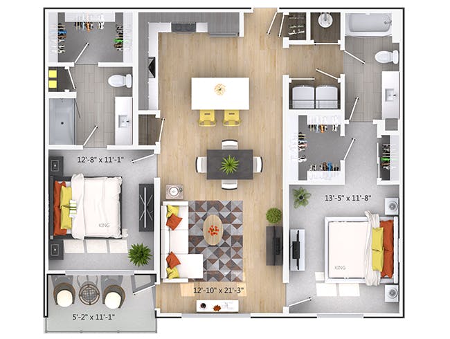 Brookhaven floor plan, 2 Bedroom, 2 Bathroom at AMLI Buckhead apartments