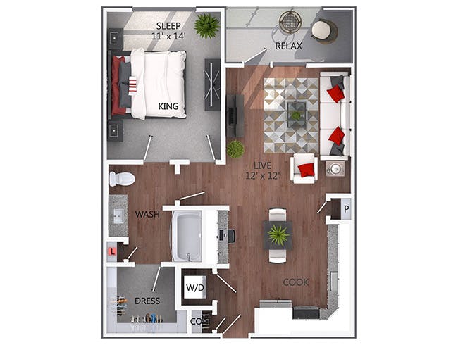 A2 floor plan, 1 Bedroom, 1 Bathroom at AMLI Denargo Market apartments
