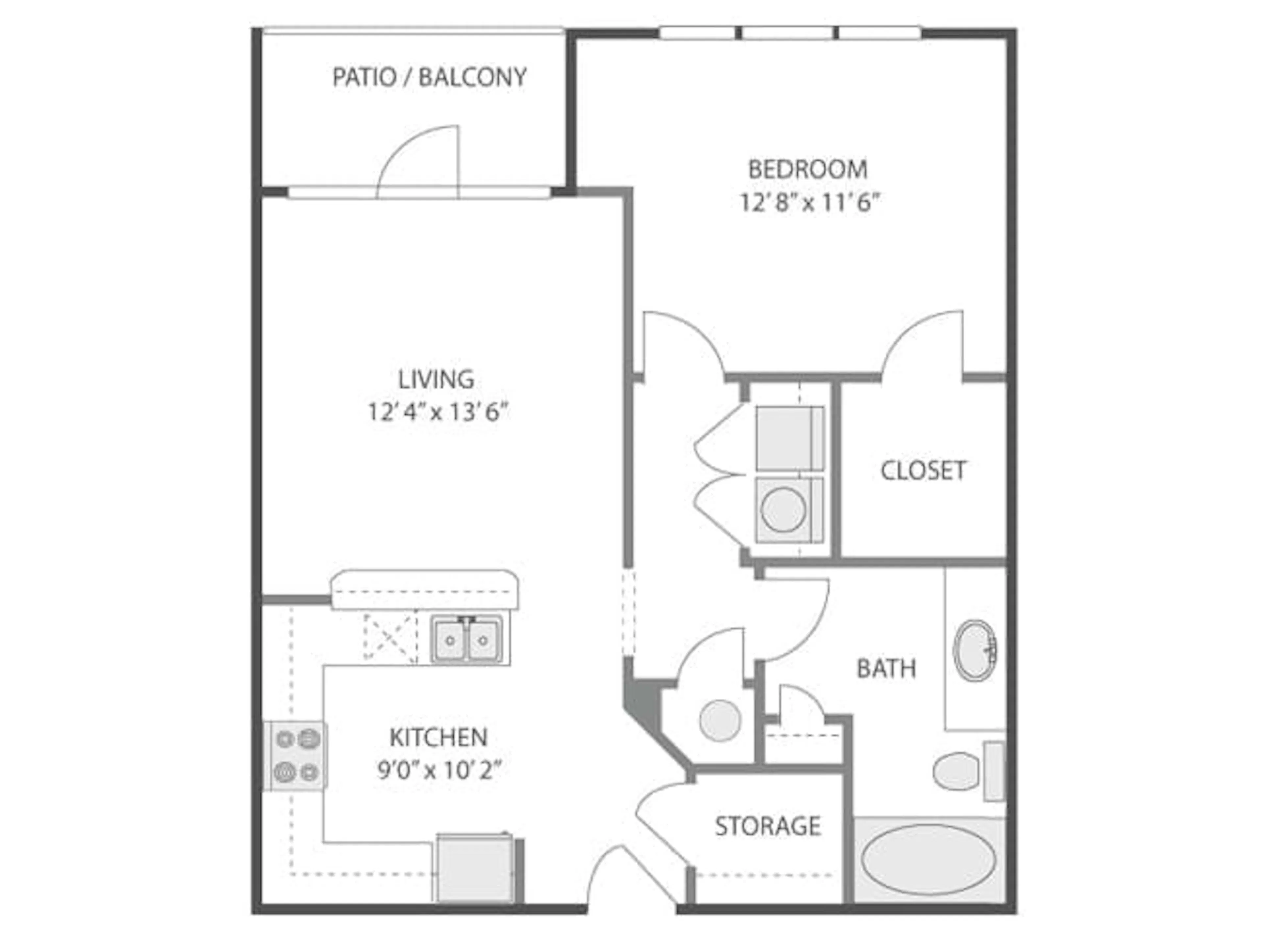 A3a floor plan, 1 Bedroom, 1 Bathroom at AMLI Quadrangle apartments