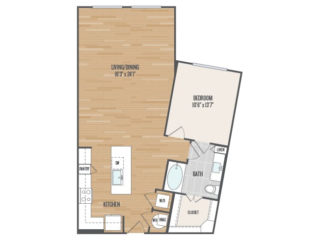 A5b floor plan, 1 Bedroom, 1 Bathroom at AMLI Grapevine apartments