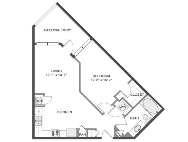 A200 floor plan, 1 Bedroom, 1 Bathroom at AMLI at the Ballpark apartments