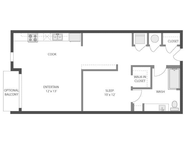 Ponce floor plan, 1 Bedroom, 1 Bathroom at AMLI Old 4th Ward apartments
