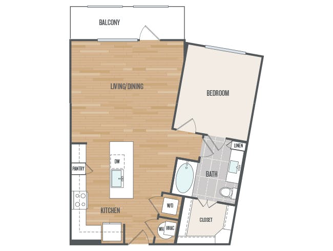 A4a floor plan, 1 Bedroom, 1 Bathroom at AMLI Grapevine apartments