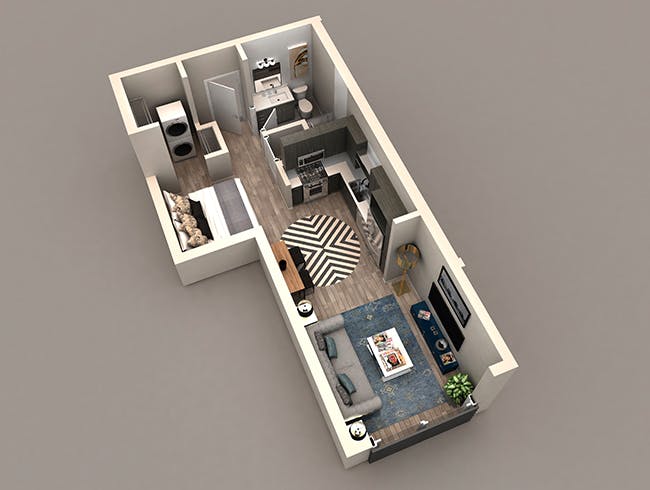 E1a floor plan, Studio, 1 Bathroom at AMLI Westside apartments