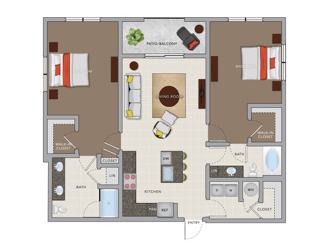 C7 floor plan, 2 Bedroom, 2 Bathroom at AMLI 8800 apartments