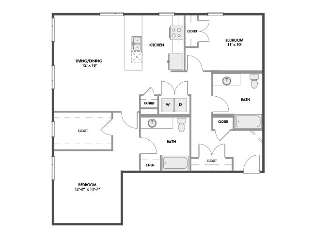 C7c floor plan, 2 Bedroom, 2 Bathroom at AMLI Spring District apartments