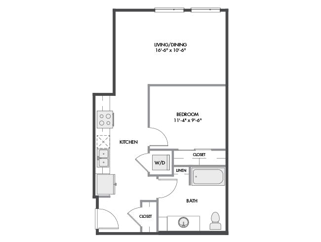 A2a floor plan, 1 Bedroom, 1 Bathroom at AMLI Spring District apartments