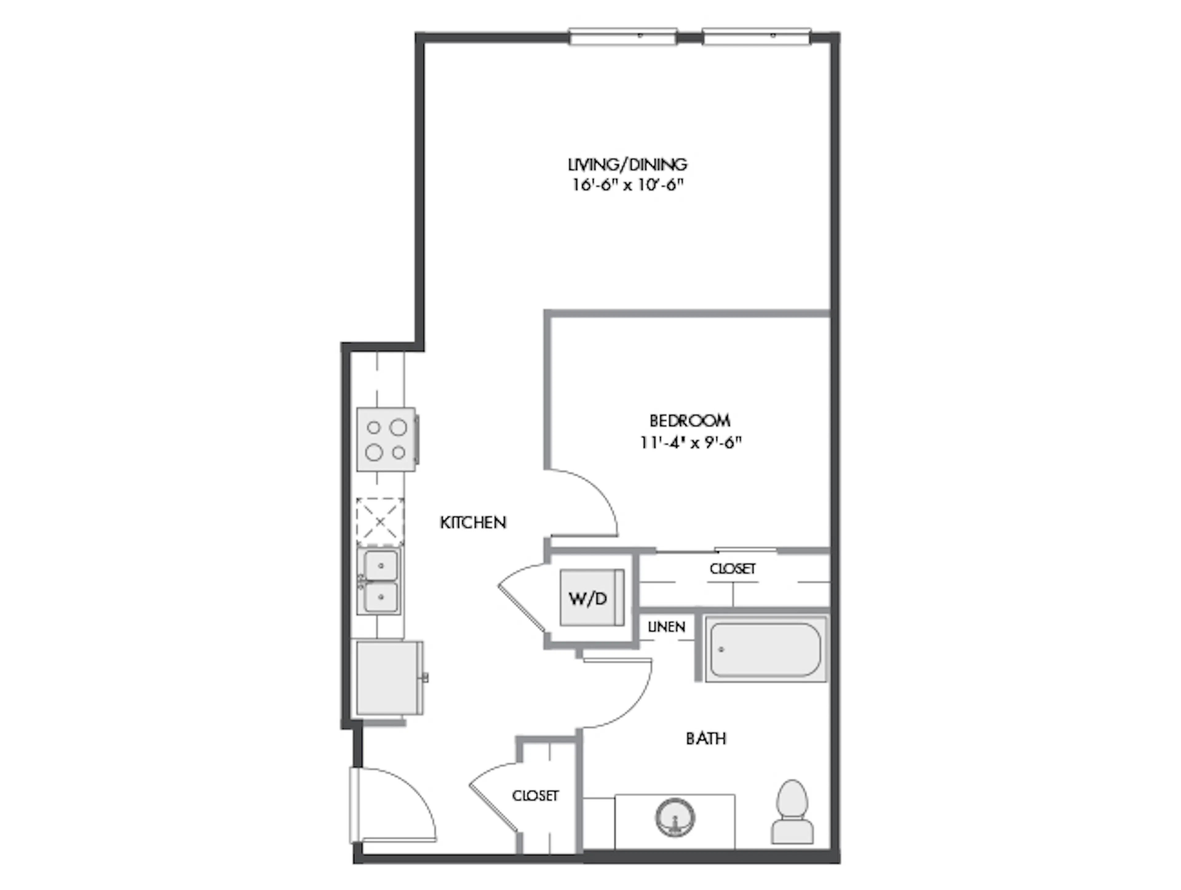 A2a floor plan, 1 Bedroom, 1 Bathroom at AMLI Spring District apartments