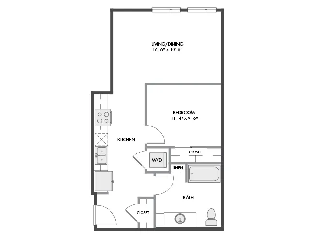 A2a floor plan, 1 Bedroom, 1 Bathroom at AMLI Spring District apartments