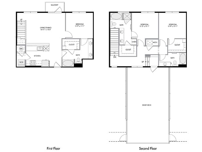 D7cTX floor plan, 3 Bedroom, 3 Bathroom, Townhome at AMLI South Shore apartments