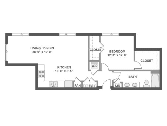 A5X floor plan, 1 Bedroom, 1 Bathroom at AMLI South Lake Union apartments