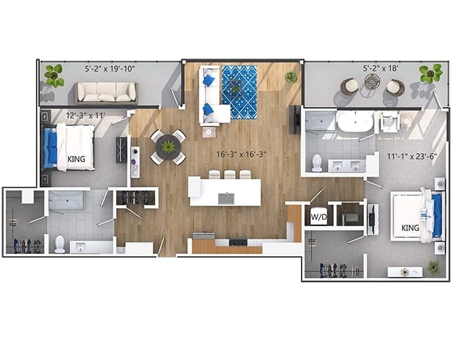 C8P floor plan, 2 Bedroom, 2 Bathroom, Tower, Penthouse at AMLI Lenox apartments