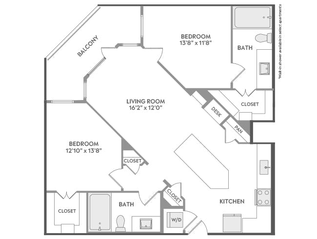 C5a floor plan, 2 Bedroom, 2 Bathroom at AMLI Lakeline apartments