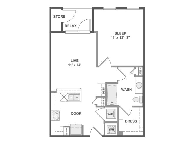 A2a floor plan, 1 Bedroom, 1 Bathroom at AMLI on Aldrich apartments