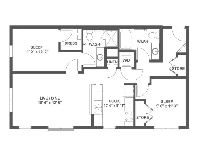 C4b floor plan, 2 Bedroom, 2 Bathroom at AMLI Mark24 apartments
