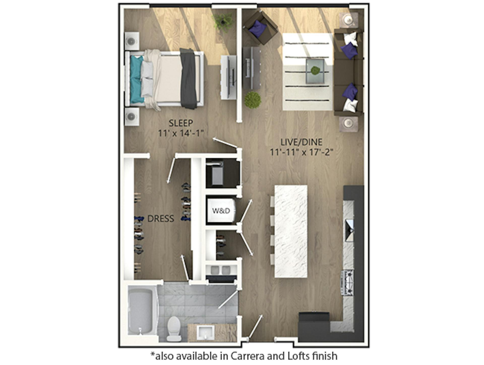 A4 floor plan, 1 Bedroom, 1 Bathroom at AMLI Midtown Miami apartments