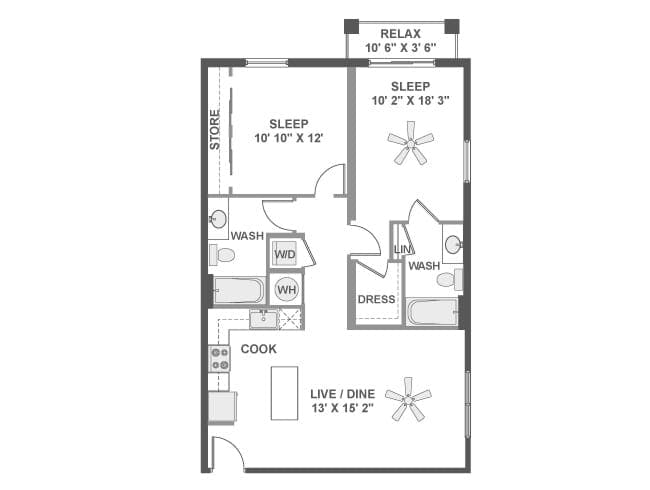 C3a floor plan, 2 Bedroom, 2 Bathroom at AMLI Dadeland apartments