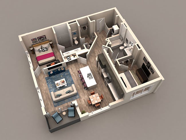 C5a floor plan, 2 Bedroom, 2 Bathroom at AMLI Westside apartments