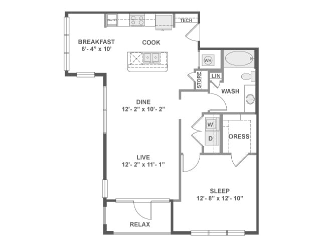 A5 floor plan, 1 Bedroom, 1 Bathroom at AMLI on Aldrich apartments