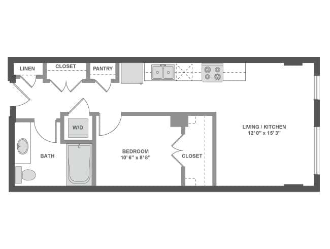 A2bX floor plan, 1 Bedroom, 1 Bathroom at AMLI South Lake Union apartments