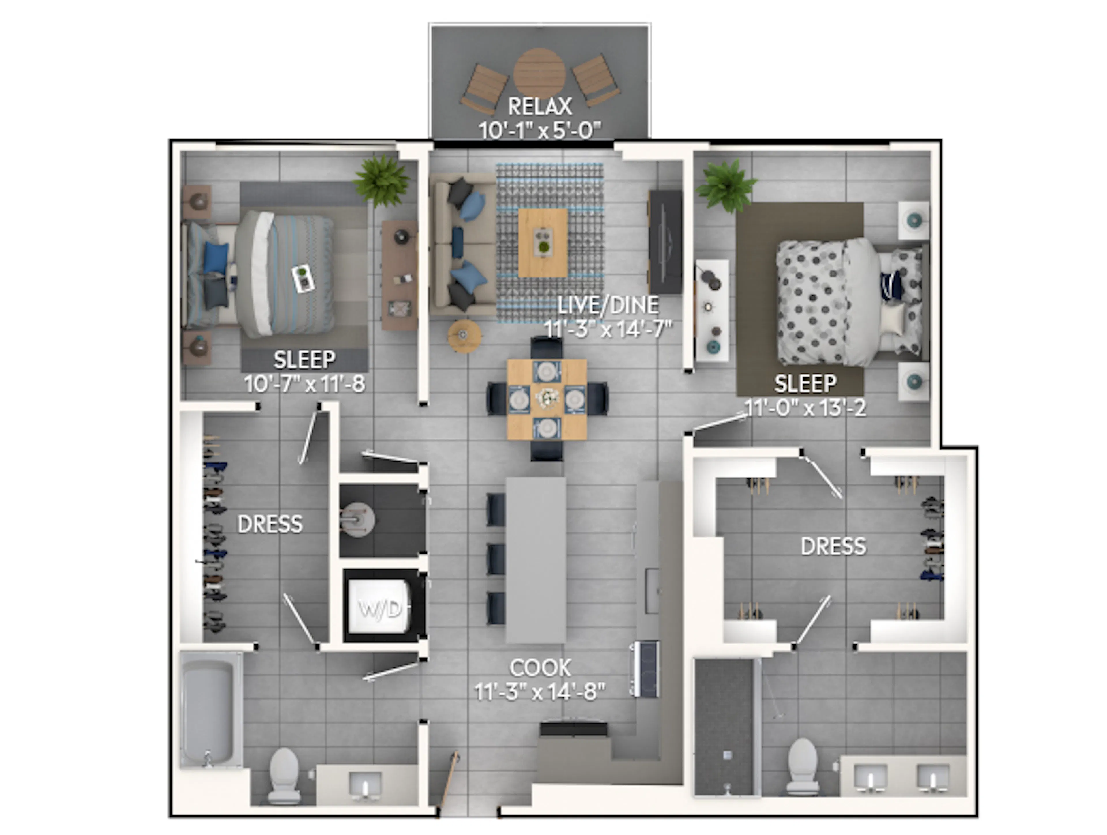 C4a floor plan, 2 Bedroom, 2 Bathroom at AMLI Wynwood apartments