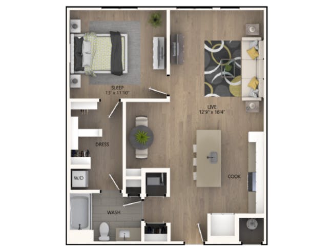 A4b floor plan, 1 Bedroom, 1 Bathroom at AMLI RiNo apartments