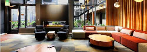 Host your guests in our luxurious lounge enjoy the fireplace and watch your favorite movies and sports in our theatre space at AMLI Wallingford
