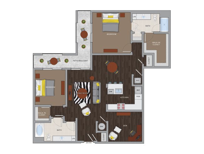 C8DM floor plan, 2 Bedroom, 2 Bathroom, Den/Office at AMLI 8800 apartments
