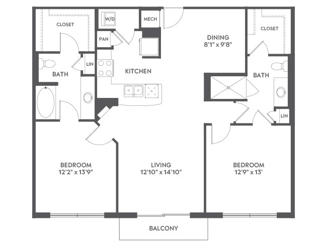 C6 floor plan, 2 Bedroom, 2 Bathroom at AMLI Joya apartments