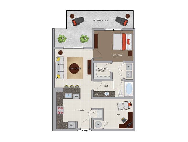 A4bD floor plan, 1 Bedroom, 1 Bathroom, Den/Office at AMLI 8800 apartments