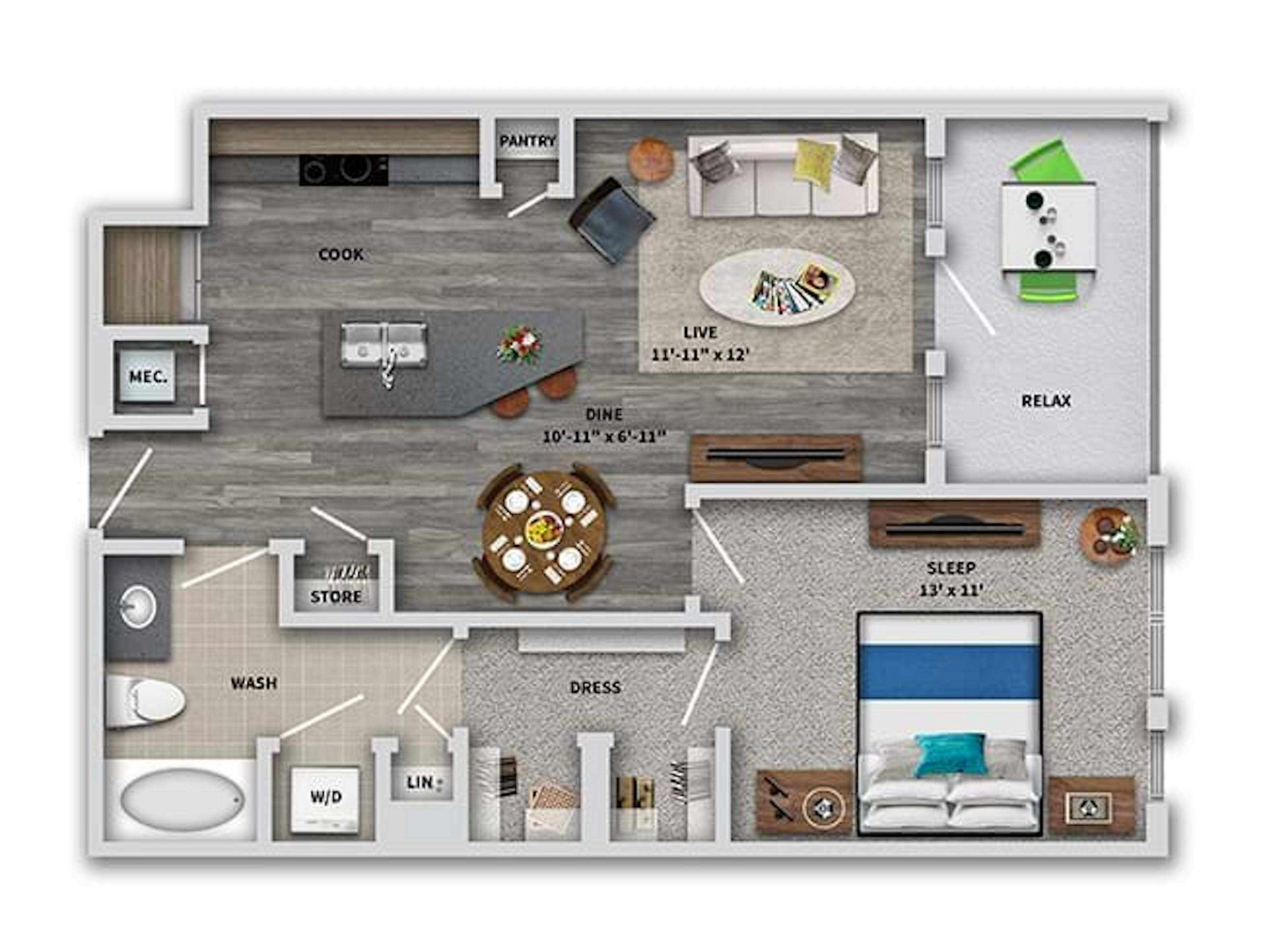 A3 floor plan, 1 Bedroom, 1 Bathroom at AMLI Dry Creek apartments