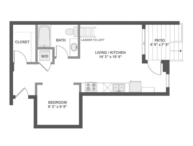 A2fX floor plan, 1 Bedroom, 1 Bathroom at AMLI South Lake Union apartments
