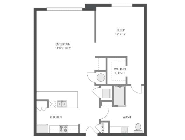Inman floor plan, 1 Bedroom, 1 Bathroom at AMLI Old 4th Ward apartments