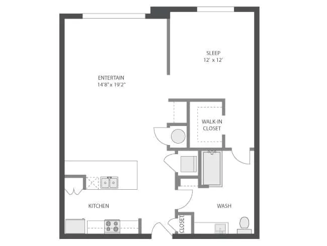 Inman floor plan, 1 Bedroom, 1 Bathroom at AMLI Old 4th Ward apartments