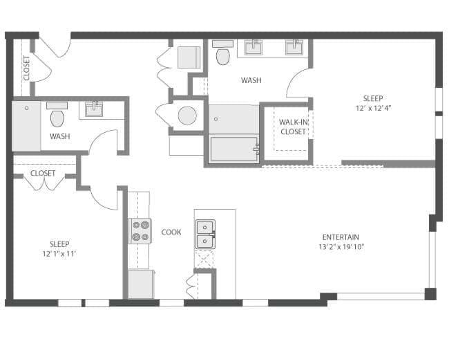 Morgan floor plan, 2 Bedroom, 2 Bathroom at AMLI Old 4th Ward apartments