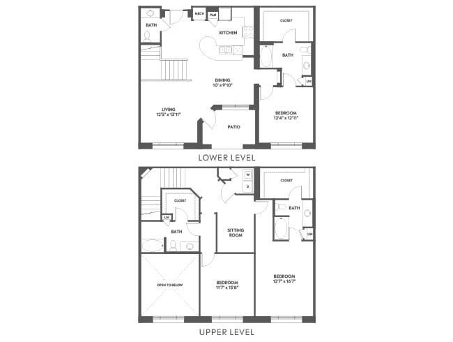 D13aT floor plan, 3 Bedroom, 3.5 Bathroom, Loft at AMLI Joya apartments