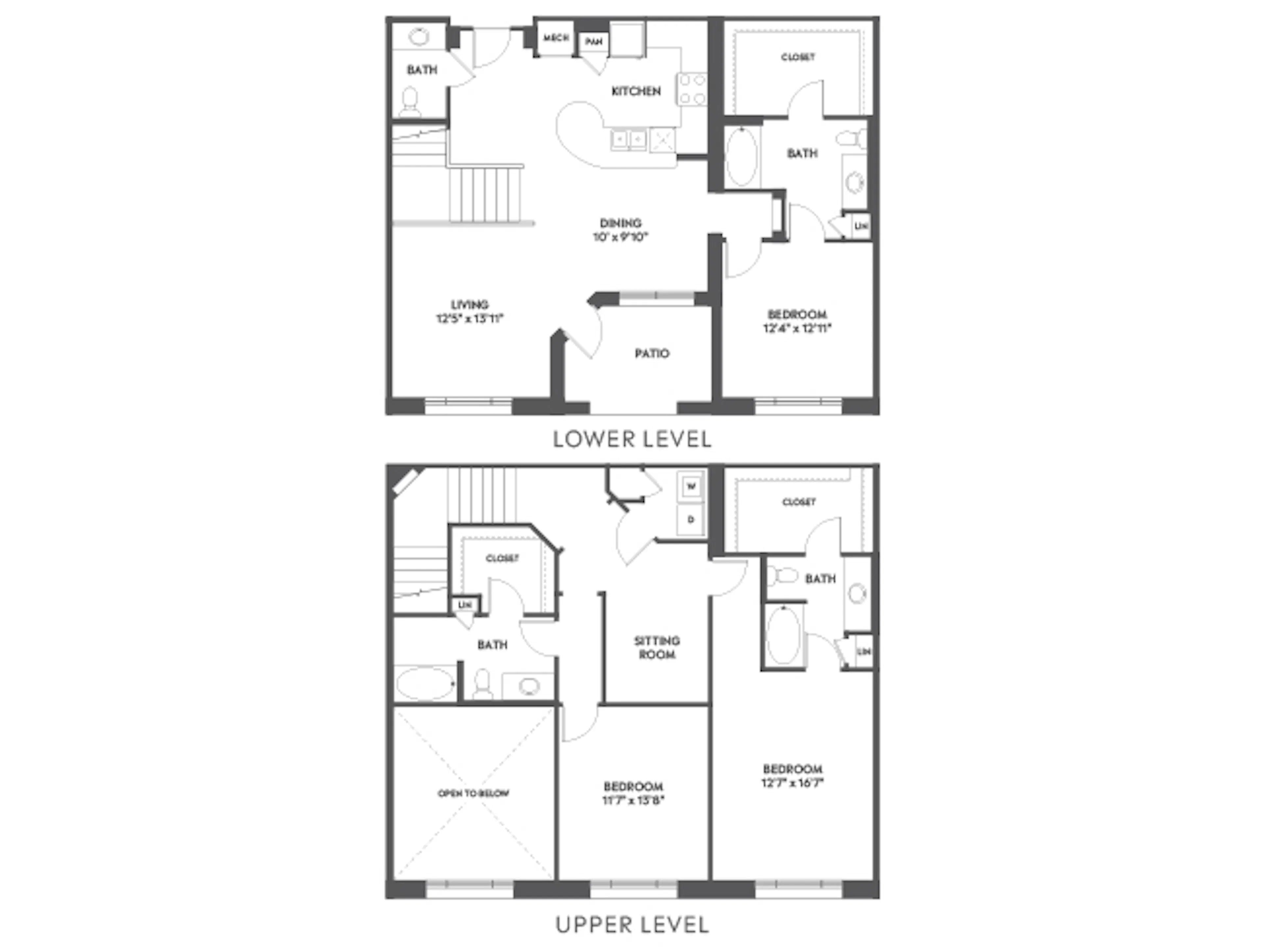 D13aT floor plan, 3 Bedroom, 3.5 Bathroom, Loft at AMLI Joya apartments