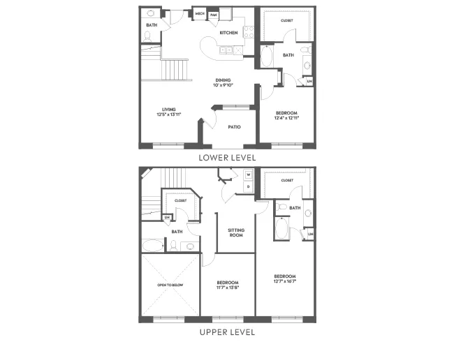 D13aT floor plan, 3 Bedroom, 3.5 Bathroom, Loft at AMLI Joya apartments
