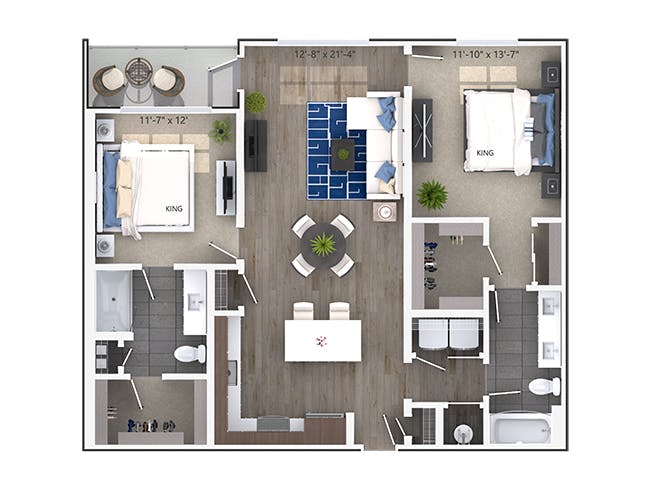 Glenlake (C5) floor plan, 2 Bedroom, 2 Bathroom at AMLI Decatur apartments
