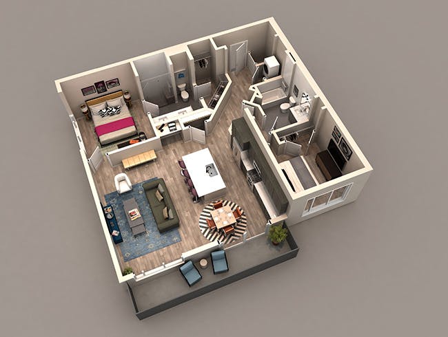 C6 floor plan, 2 Bedroom, 2 Bathroom at AMLI Westside apartments
