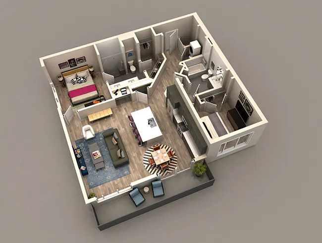 C6 floor plan, 2 Bedroom, 2 Bathroom at AMLI Westside apartments