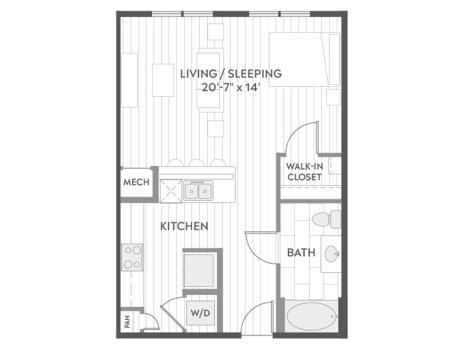 E2 floor plan, Studio, 1 Bathroom at AMLI Branch Park apartments