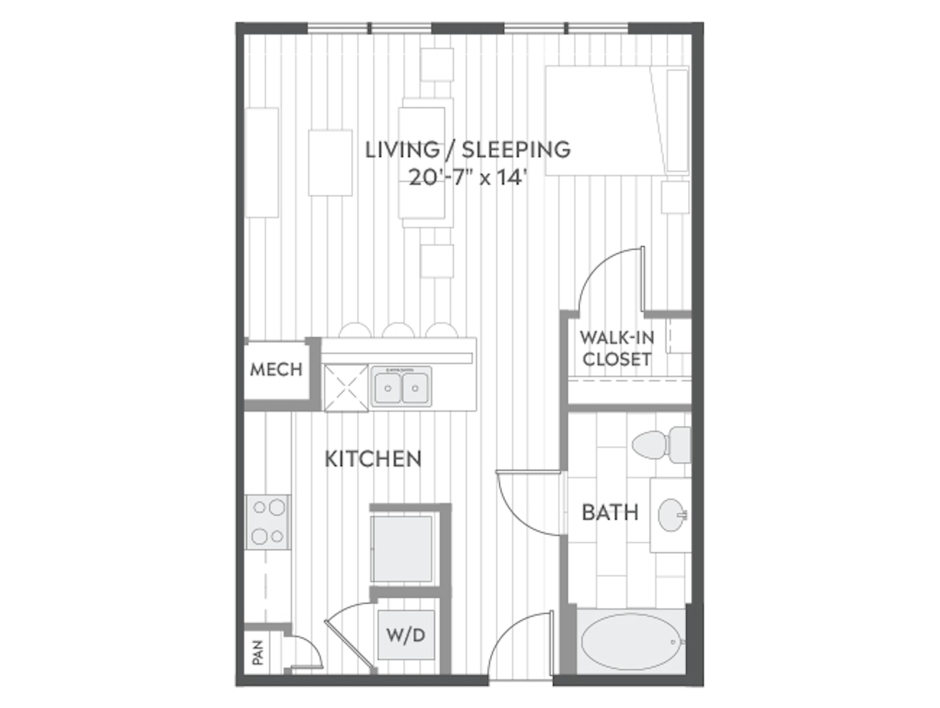 E2 floor plan, Studio, 1 Bathroom at AMLI Branch Park apartments