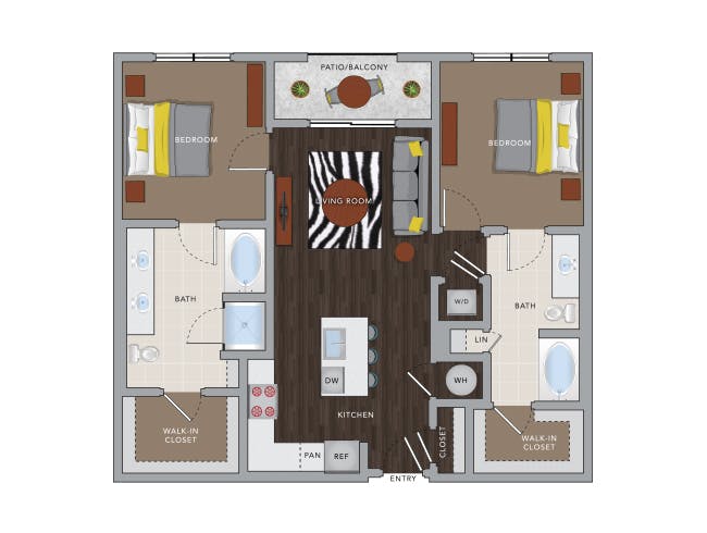 C4M floor plan, 2 Bedroom, 2 Bathroom at AMLI 8800 apartments