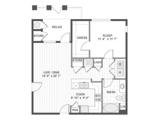 Santa Rosa floor plan, 1 Bedroom, 1 Bathroom at AMLI Spanish Hills apartments