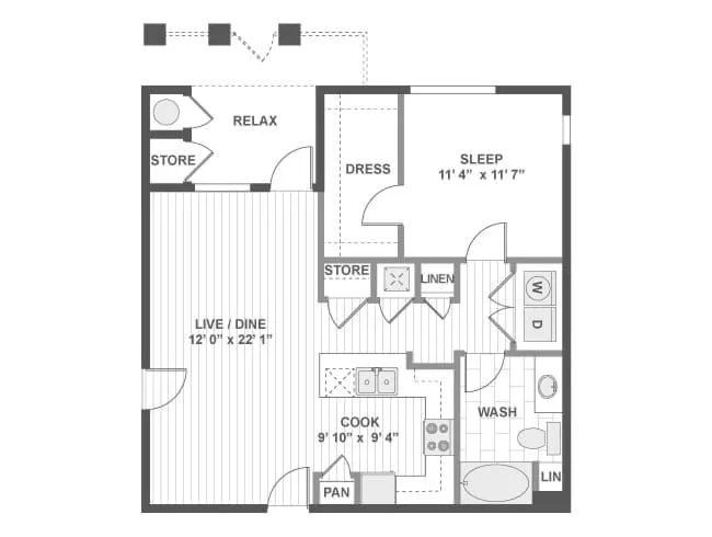 Santa Rosa floor plan, 1 Bedroom, 1 Bathroom at AMLI Spanish Hills apartments